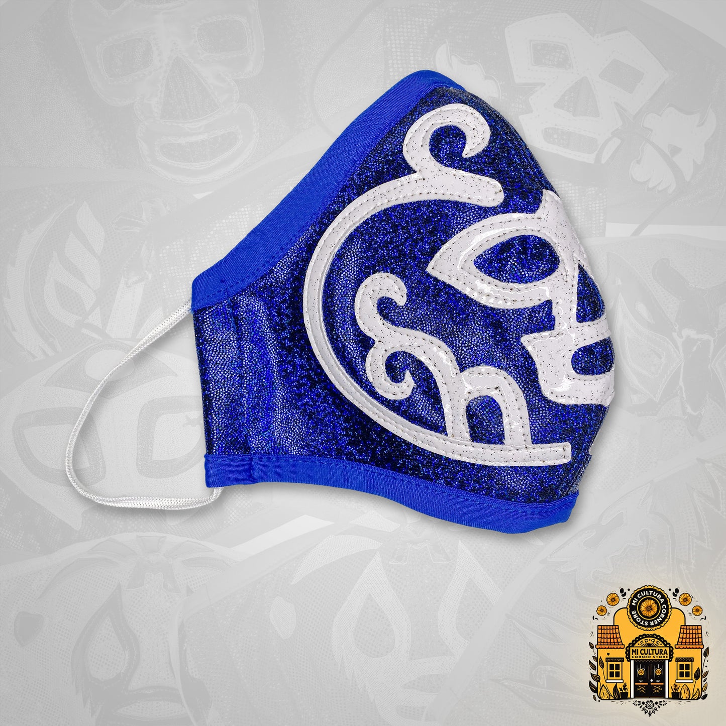 Huracan Ramirez Luchador Blue and White Wrestler Face Cover