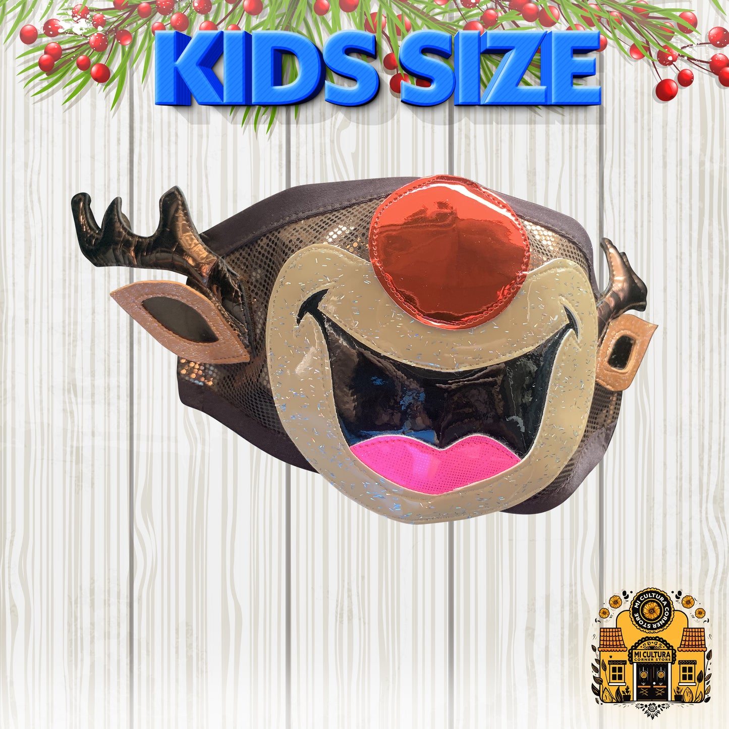 Reindeer with Red Nose Face Cover - Kids