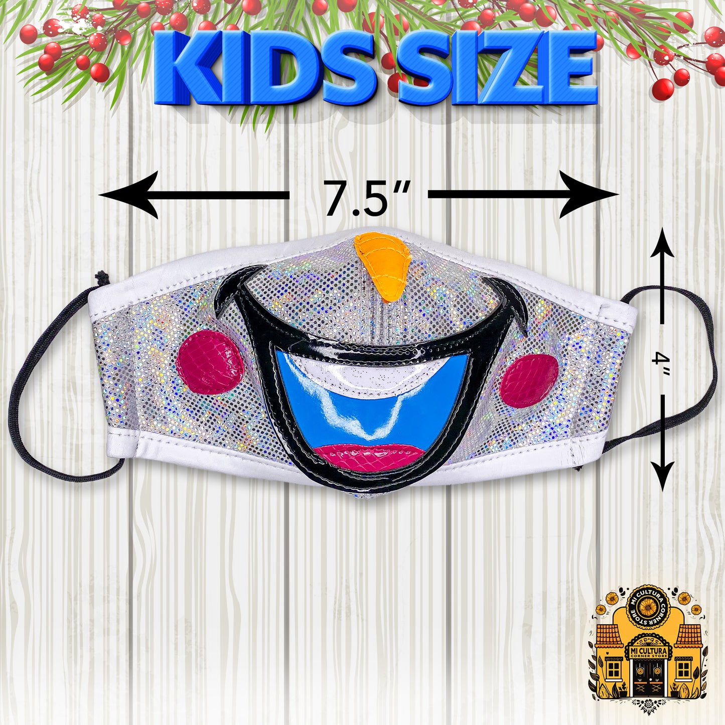 Snowman with Carrot Nose Face Cover - Kids