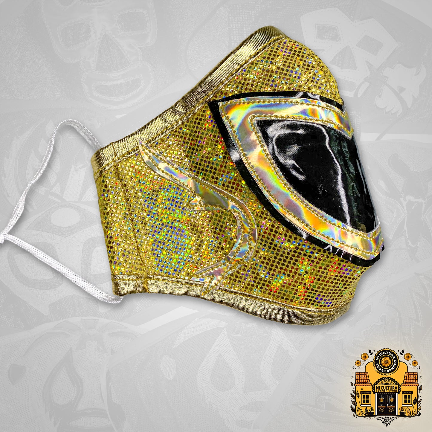 Tinieblas Metallic Gold and Black Mexican Luchador Style Face Cover