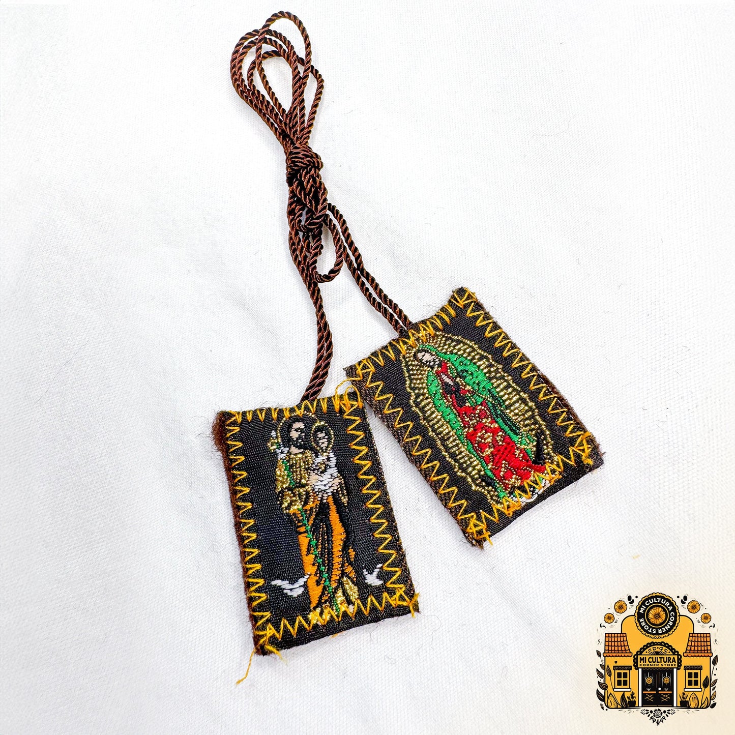 San José & Guadalupe Scapular - Handmade Mexican Devotional Art / Escapulario San José y Guadalupe - Arte Devocional Mexicano Hecho a Mano
