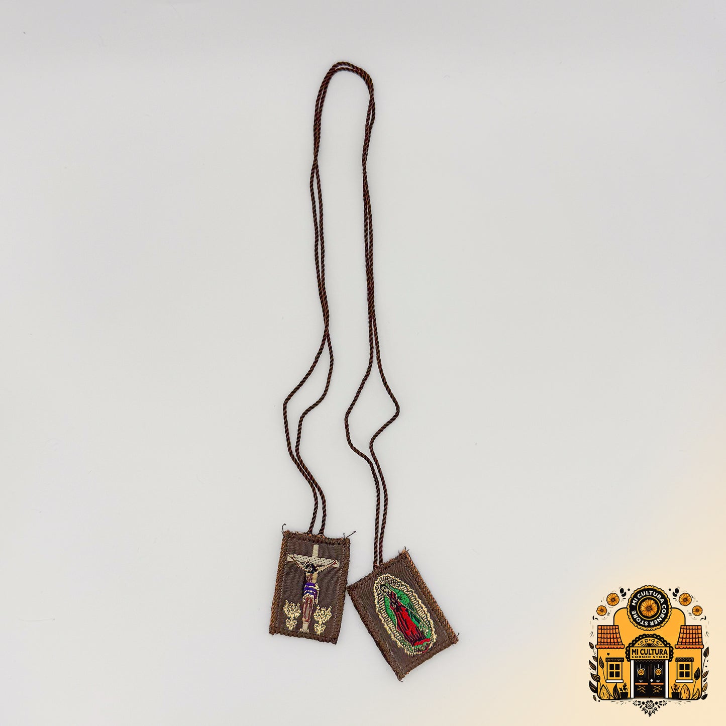 Escapulario de La Virgen de Guadalupe y Jesus en la Cruz / Scapular of Our Lady of Guadalupe and Jesus on the Cross Necklace Collar