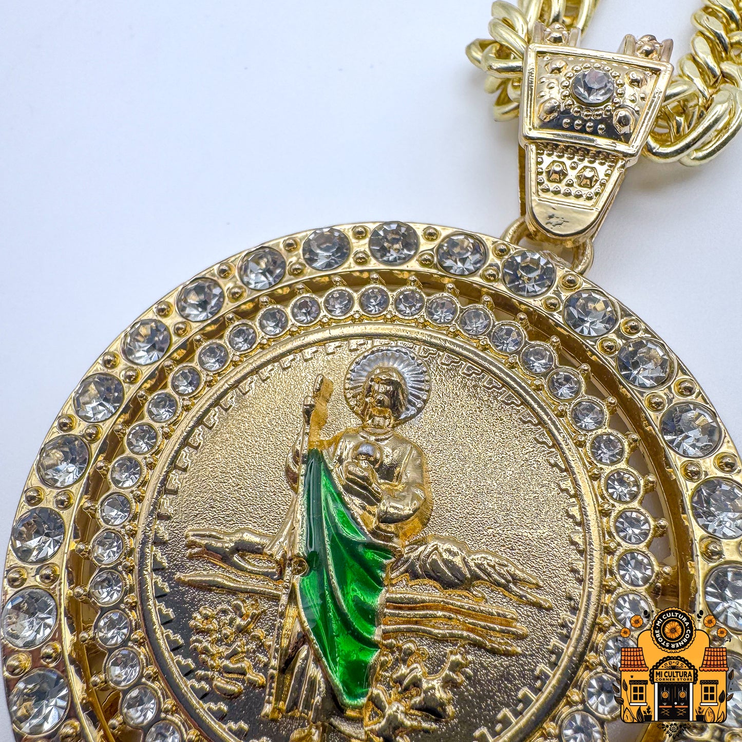 Hip Hop Punk Style Rotatable St. Jude San Judas Pendant Necklace / Collar con Dije Rotatorio de San Judas en Estilo Hip Hop Punk