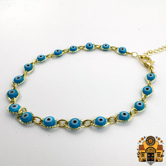 Elegant Gold-Silver-Plated Evil Eye Bracelet - Protection and Style Combined - Pulsera de Ojo Turco Chapada en Oro o plata - Protección y Estilo Combinados