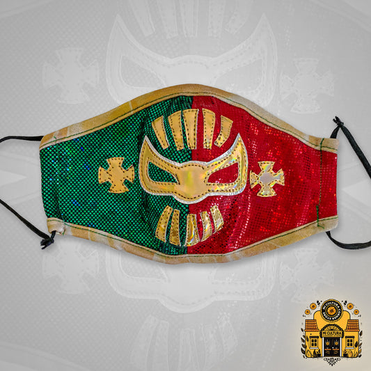 Mistico Green, Red & Gold Mexican Luchador Wrestler Face Cover