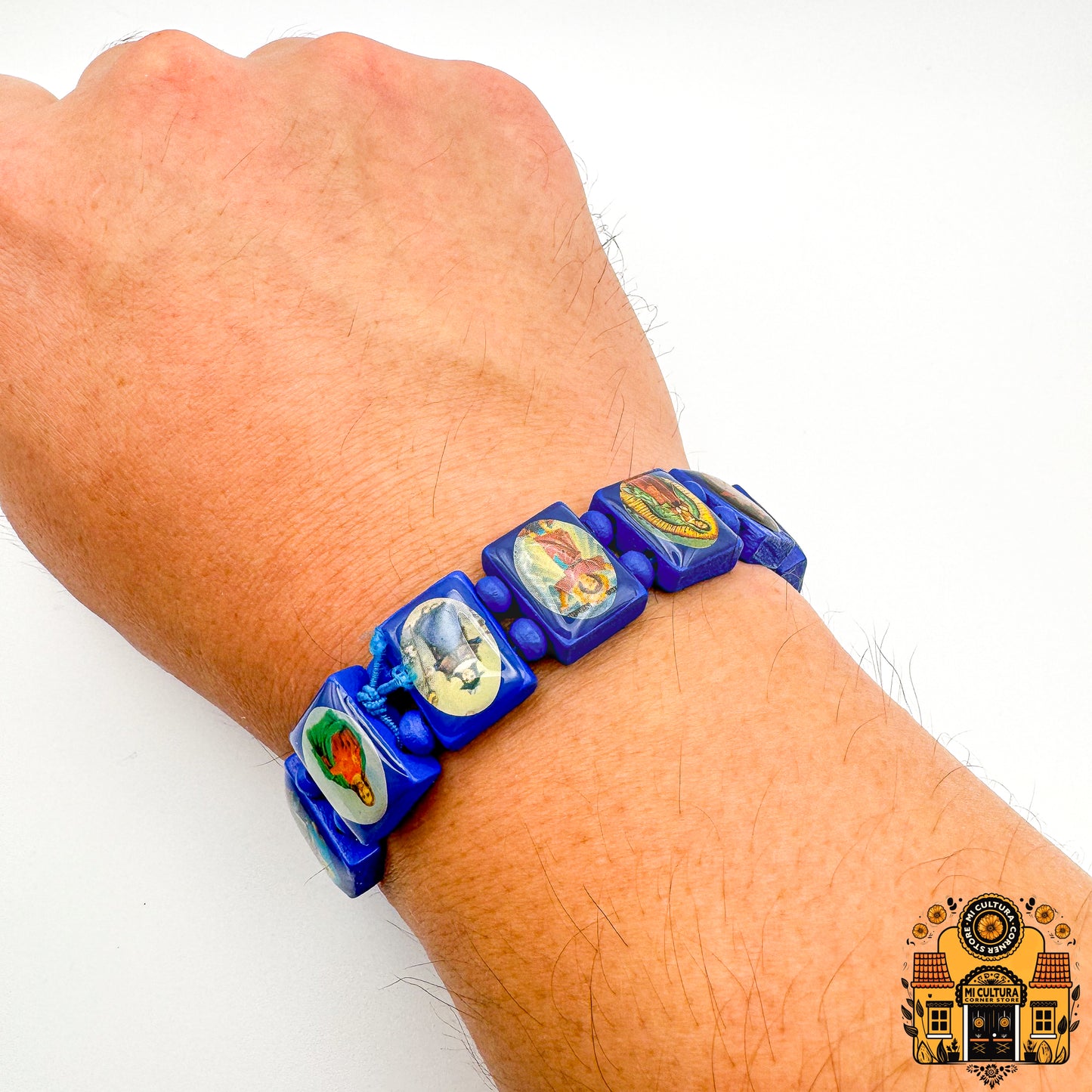 Wood Multi-Saints Bracelet: Embrace Faith with Icons of Jesus, Virgin Mary, Saints, and More!