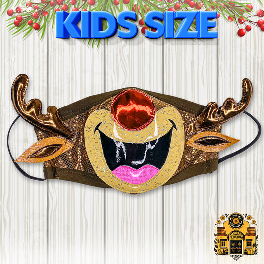 Reindeer with Red Nose Face Cover - Kids