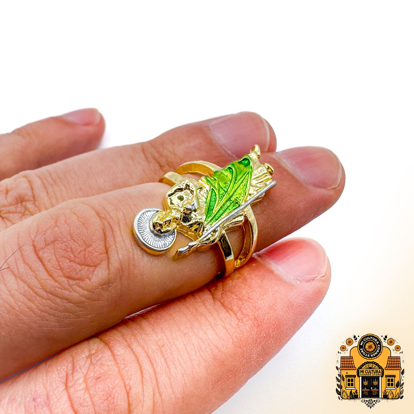 14K Gold-Plated San Judas Tadeo Ring - Adjustable Religious Jewelry