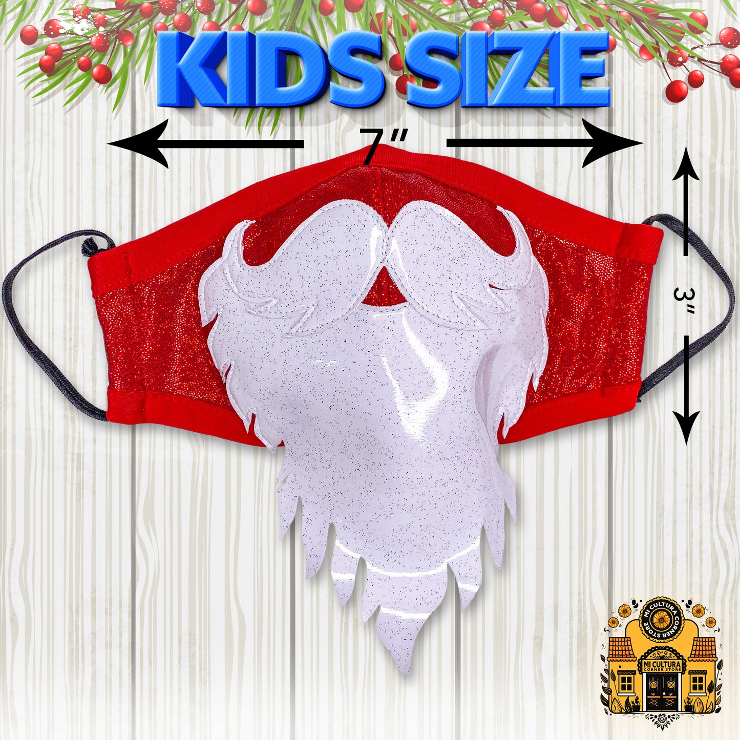 Santa Claus with Beard Face Cover - Kids