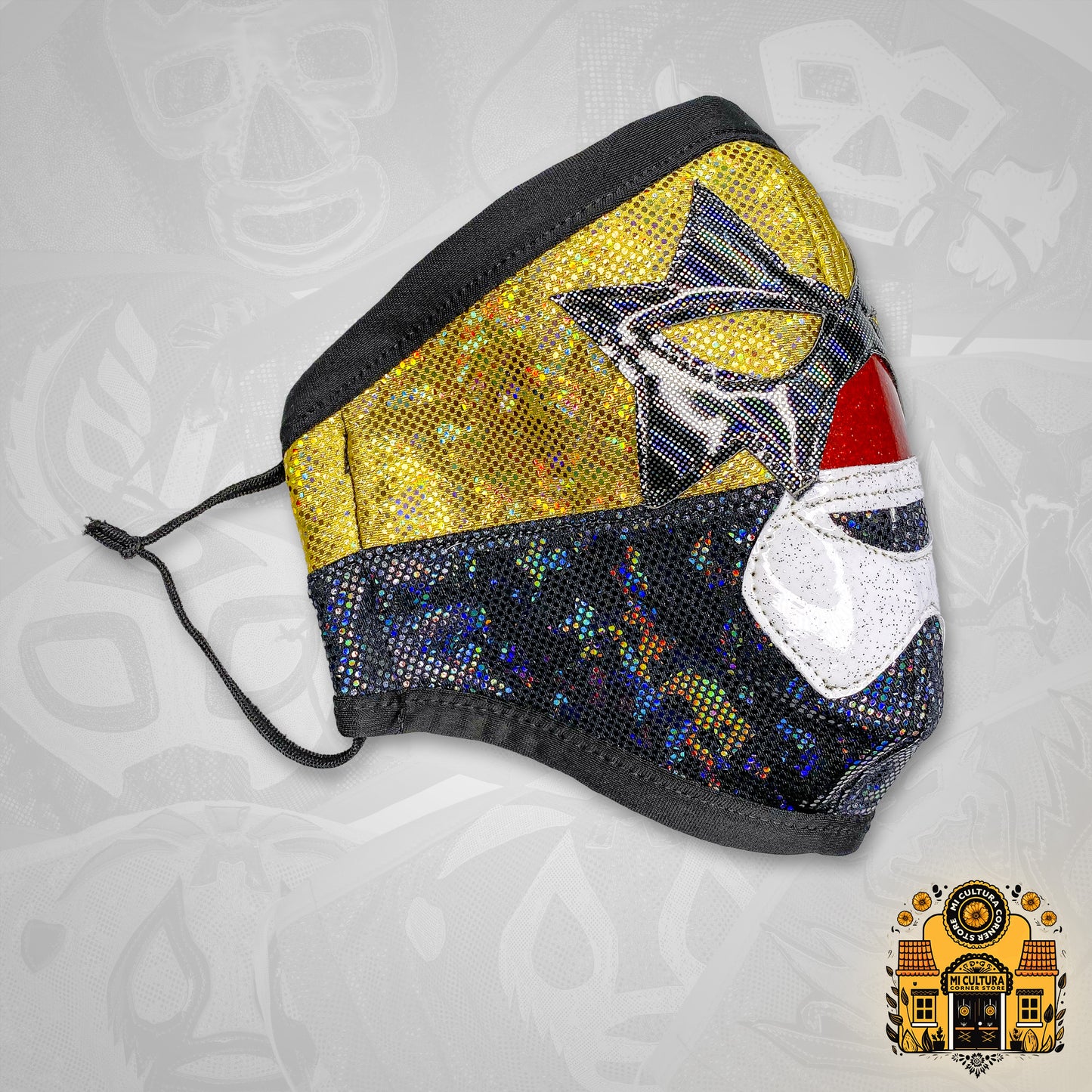 Super Muñeco Gold and Black Mexican Luchador Style Face Cover