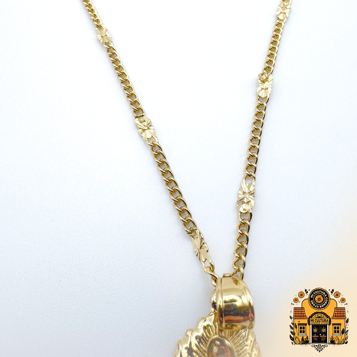 Gold-Plated Virgen de Guadalupe Necklace - 2" Spiritual Pendant with Enamel Detailing