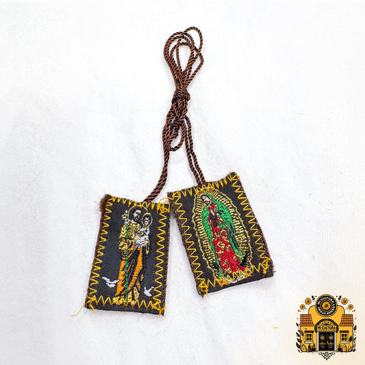 San José & Guadalupe Scapular - Handmade Mexican Devotional Art / Escapulario San José y Guadalupe - Arte Devocional Mexicano Hecho a Mano