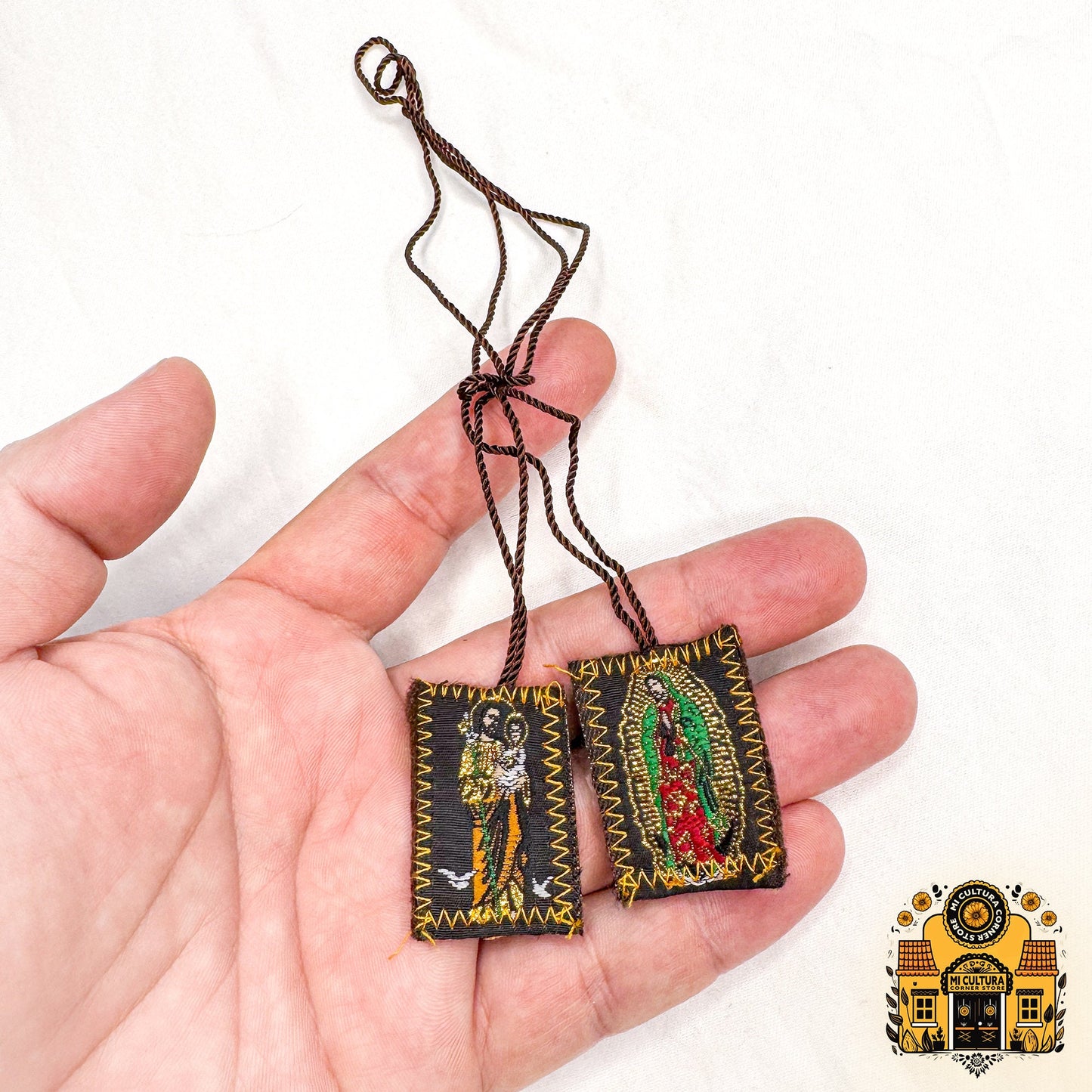 San José & Guadalupe Scapular - Handmade Mexican Devotional Art / Escapulario San José y Guadalupe - Arte Devocional Mexicano Hecho a Mano