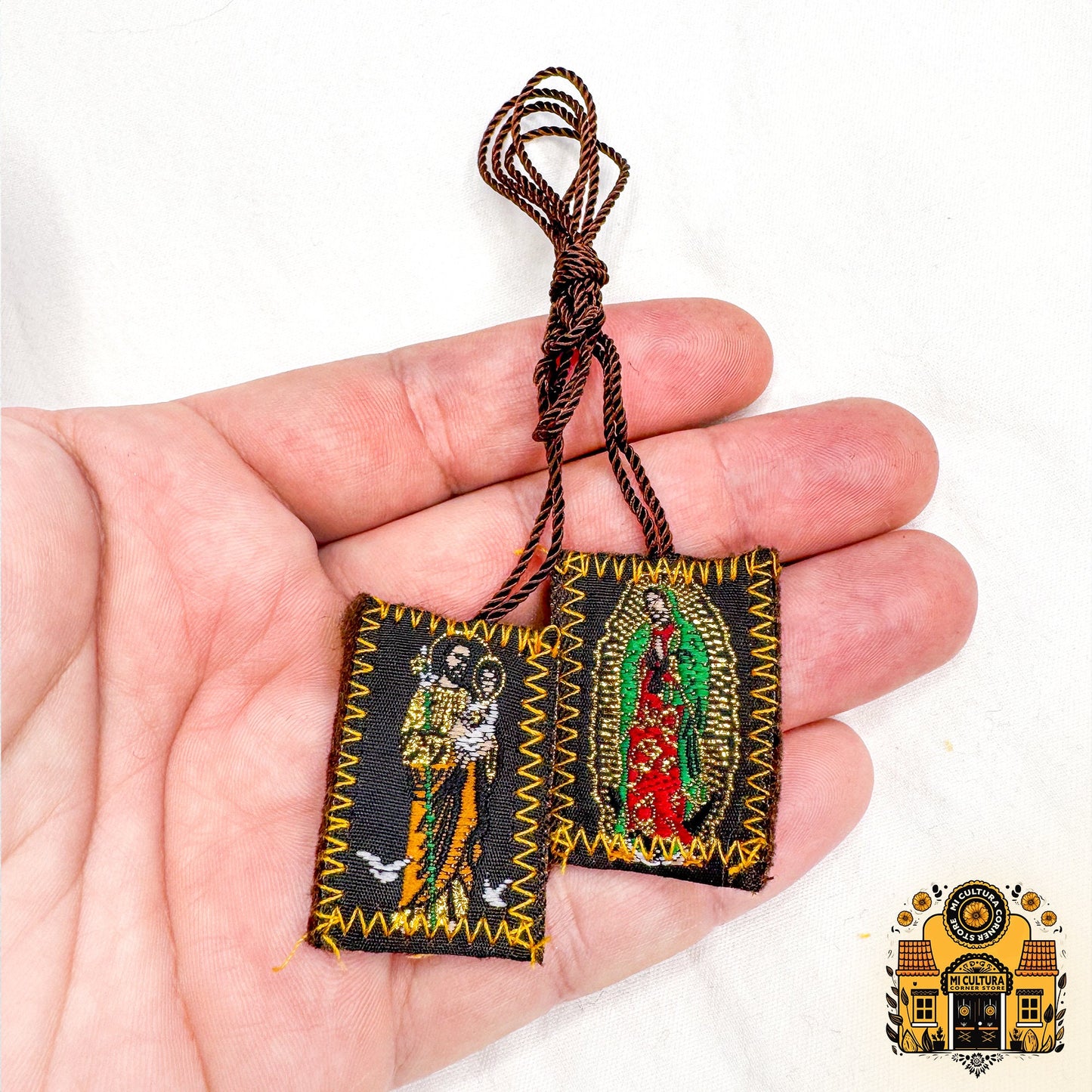 San José & Guadalupe Scapular - Handmade Mexican Devotional Art / Escapulario San José y Guadalupe - Arte Devocional Mexicano Hecho a Mano